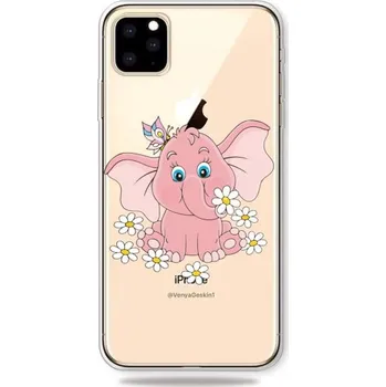 Pouzdro na mobilní telefon Měkký plastový kryt pro iPhone 11 Pro - slůně s kopretinou