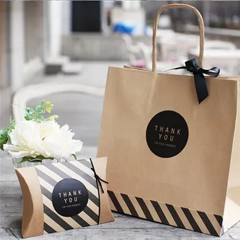 Speciální papír dárková etiketa THANK YOU černá kulatá 12ks