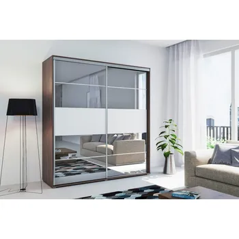 Šatní skříň Šatní skříň Ska A6 Barva korpusu: Čokoláda, Rozměry: 100 cm, Dveře: Čokoláda