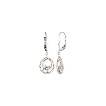 Náušnice Náušnice stříbrné visací Kapka s květinou se zirkony ze soupravy