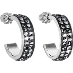 Stříbrné náušnice kruhy s krystaly Swarovski černý půlkruh 31119.5 Hematite