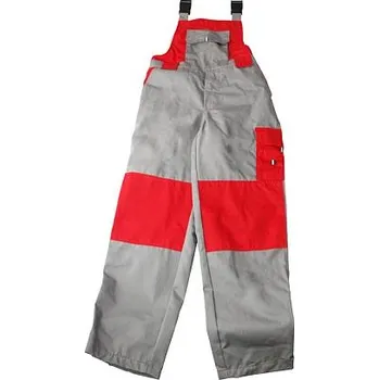 Pracovní rukavice DNK Kalhoty s náprsenkou šedo-červené