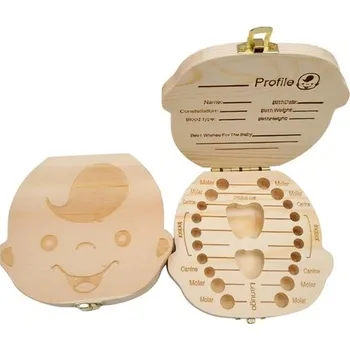 úložný prostor na hračky Dřevěný box na dětské zoubky Motiv: chlapeček