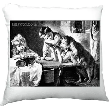 Polštář Polštář saténový s potiskem Společná snídaně
