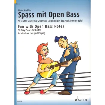 Fun with Open Bass Notes - 50 Easy Pieces for Guitar to introduce two-part Playing / kytara
