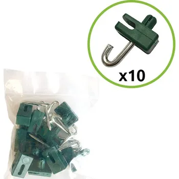 Příslušenství pro plot Příchytka nap. drátu s hákem PE zelená 10ks