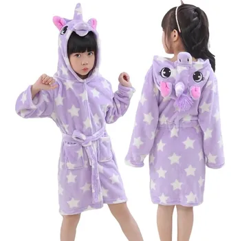 Dívčí oblečení Unicorn (Jednorožci) Flanelový "Unicorn" župan Věk: 4T, Motiv: fialový unicorn s hvězdami