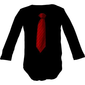 Kojenecký body Dětské body Long s potiskem Bodyčko s kravatou - černé dětské