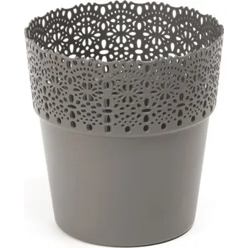 Květináč Plastový květináč krajka Bella 145 mm, antracit