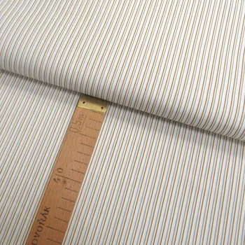 Bavlněné plátno - Pruh bílá, hořčicová, šedá - šíře 150cm