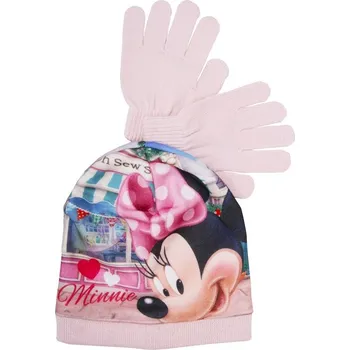 Rukavice Minnie Mouse dívčí růžový set s celoplošným potiskem Velikost: 52
