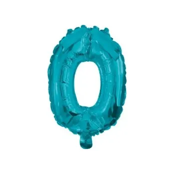 Fóliový balónek číslo 0 - tyrkysový, 32 cm