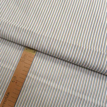 Bavlněné plátno - Pruh bílá, hořčicová, petrolejová - šíře 150cm