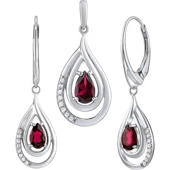 Souprava šperků Silvego Stříbrná souprava šperků s pravým Granátem