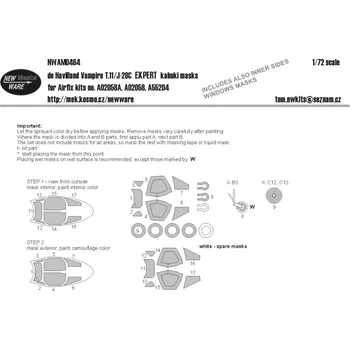 Plastikový model New Ware 1/72 Mask DH Vampire T.11/J-28 EXPERT (AIRFIX)