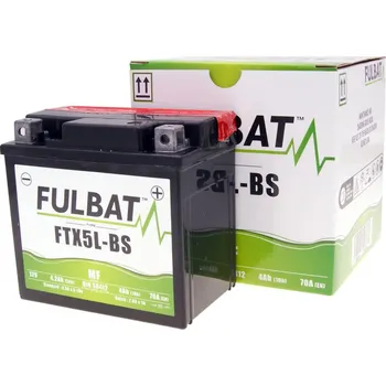 Motobaterie YTX5L-BS 12V 4Ah, Fulbat motocyklový akumulátor bezúdržbový (114 x 71 x 106 mm)