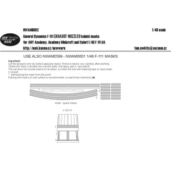 Plastikový model New Ware 1/48 Mask Gen.Dynamics F-111 EXH.NOZZLES (ACA/ITA)
