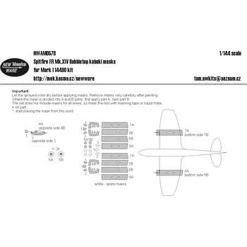 Plastikový model New Ware 1/144 Mask Spitfire FR Mk.XIV Bubbletop (MARK 1 M)