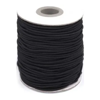 Guma, pruženka kulatá kloboučnická černá 3 mm, metráž