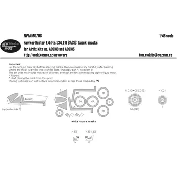 Plastikový model New Ware 1/48 Mask Hawker Hunter F.4/F.5/J34, F.6 BASIC