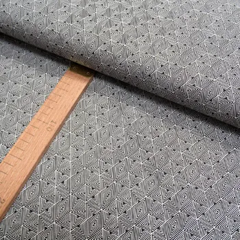 Bavlněné plátno - černá, bílá trojúhelníky - šíře 150cm/1bm