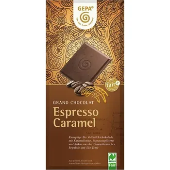 Potravina Gepa Bio mléčná čokoláda 38% espresso karamel 100 g