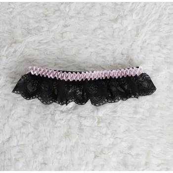 Podvazkový pás IDARY Svatební podvazek krajkový šíře 4,5 cm- Černo růžový