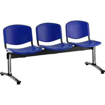 Plastové lavice ISO I,3-sedák, chromované nohy-modrá + doprava ZDARMA