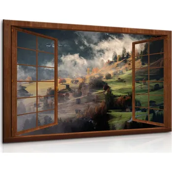 Obraz Malvis Okno s výhledem do hor Velikost: 90x60 cm
