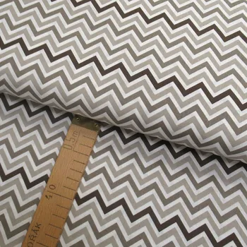 Bavlněné plátno - Chevron hnědá, bílá - šíře 150cm