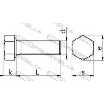 Šroub Šroub šestihranný celý závit DIN 933 M16x35-8.8 žárový pozink