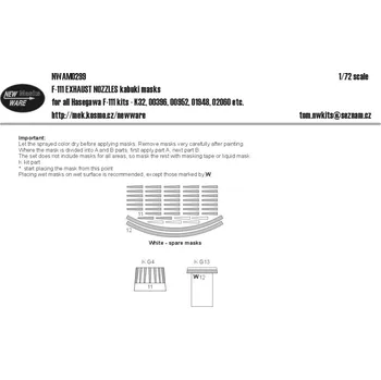 Plastikový model New Ware 1/72 Mask F-111 EXHAUST NOZZLES