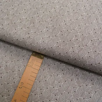 Bavlněné plátno - Trojúhelníky hnědá, bílá - šíře 150cm