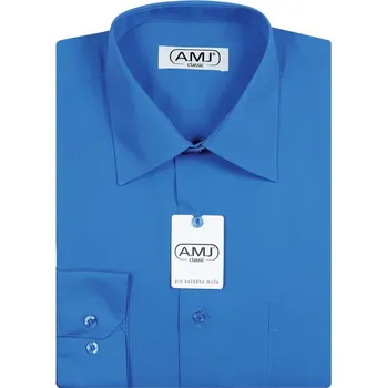 Pánská košile Pánská košile AMJ jednobarevná JD089, modrá, dlouhý rukáv, vel. 41