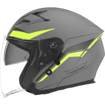 Helma na motorku Helma na motorku NOX N127 Late šedá matná/žlutá fluo, otevřená moto helma - v.S