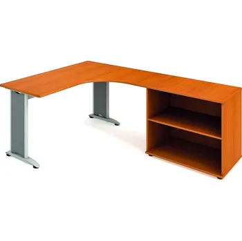 Psací stůl Hobis Pracovní stůl FE 60 H L Barva desky stolu: ořech, Barva kovu: černá, Podnož: RM 200