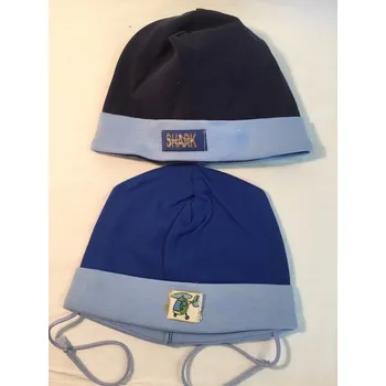 Čepice Chlapecká čepička elastická 2 kusy, velikost 2-3 roky, Barva Modrá, Složení materiálu 98% bavlna 2% lykra