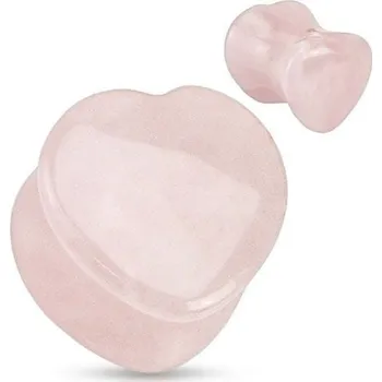 Piercing Plug do ucha srdce - růženín (6 mm)