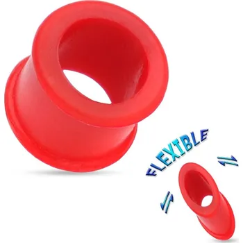 Piercing Silikonový tunel do ucha - červený (5 mm)