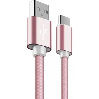 Datový kabel Nylonový USB kabel Type-C - růžový