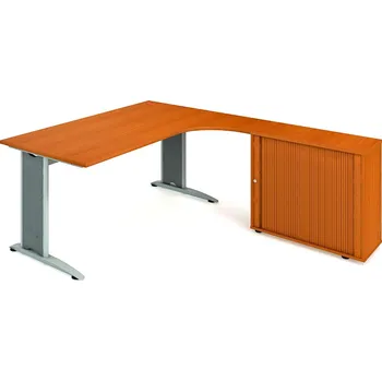 Hobis Pracovní stůl FE 1800 HR L Barva desky stolu: třešeň, Barva kovu: černá, Podnož: RM 200