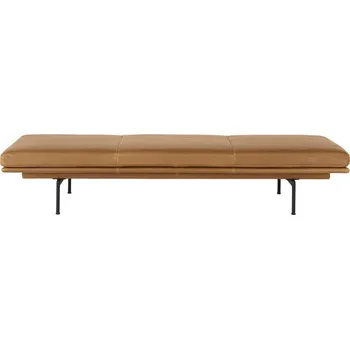 Stolička Muuto Lavice Outline Daybed, cognac leather/black base