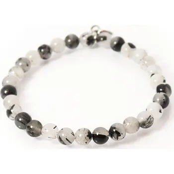 Náramek Minerální náramek křišťál s turmalínem 6mm - Sadre.cz