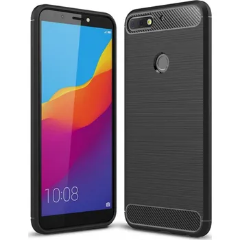 Pouzdro na mobilní telefon Ochranný silikonový obal karbon pro Huawei Y7 Prime (2018) - černý