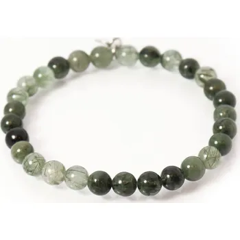 Náramek Minerální náramek křišťál s aktinolitem 6mm - Sadre.cz