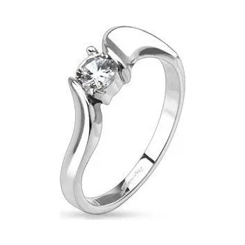 Prsten Dámský ocelový prsten se zirkonem (49)