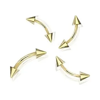 Piercing Pozlacený piercing do obočí - kónus (3 x 3 mm, 1,2 x 8 mm)