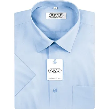 Pánská košile Pánská košile AMJ Comfort fit s krátkým rukávem - modrá/azurová JK46 velikost: 40, délka rukávu: krátký rukáv
