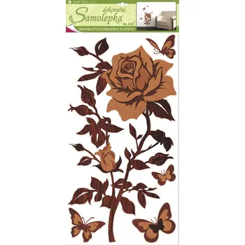 Samolepící dekorace Samolepky na zeď růže s imitací dřeva, 60x32 cm