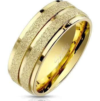 Prsten Pískovaný zlacený ocelový prsten (70)